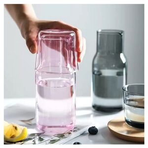 Pink Bedside Night Water Carafe Set with Tumbler Glass